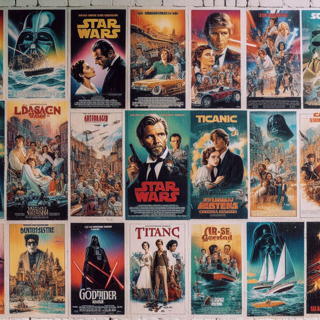 Classic movie poster showing multiple film frames arranged artistically on a dark background, conveying the cinematic atmosphere and storytelling nature of film